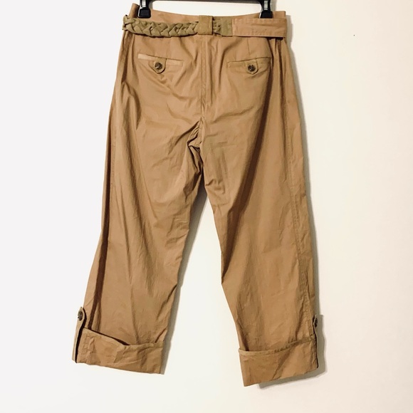 ECI New York Tan Capris Matching Suede Braid Belt - Picture 2 of 13